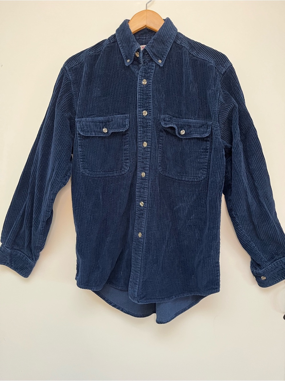 Vintage Wrangler Classic Men's Navy Corduroy Button-Up Shirt Jacket
